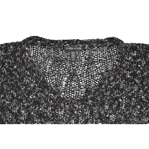 A5 NEW EILEEN FISHER Cotton/Nylon Knit Short Sleeve V-Neck Pullover Sweater Sz M - Picture 4 of 5